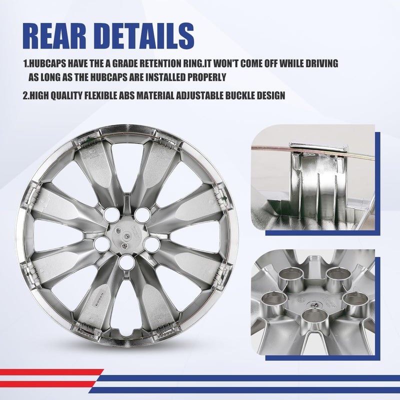 Winjet 16 Inch Hubcaps for [2009-2019 Toyota Corolla] & [2009-2014 Toyota Matrix] Wheel Covers, Heavy Duty ABS & PC Material, Only Compatible with Iron Hub - Steel Wheels(16 Inch Set of 4, Chrome) - Image 4
